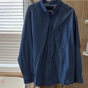 Ariat Men's Navy and Black Small Check Button-Down Shirt